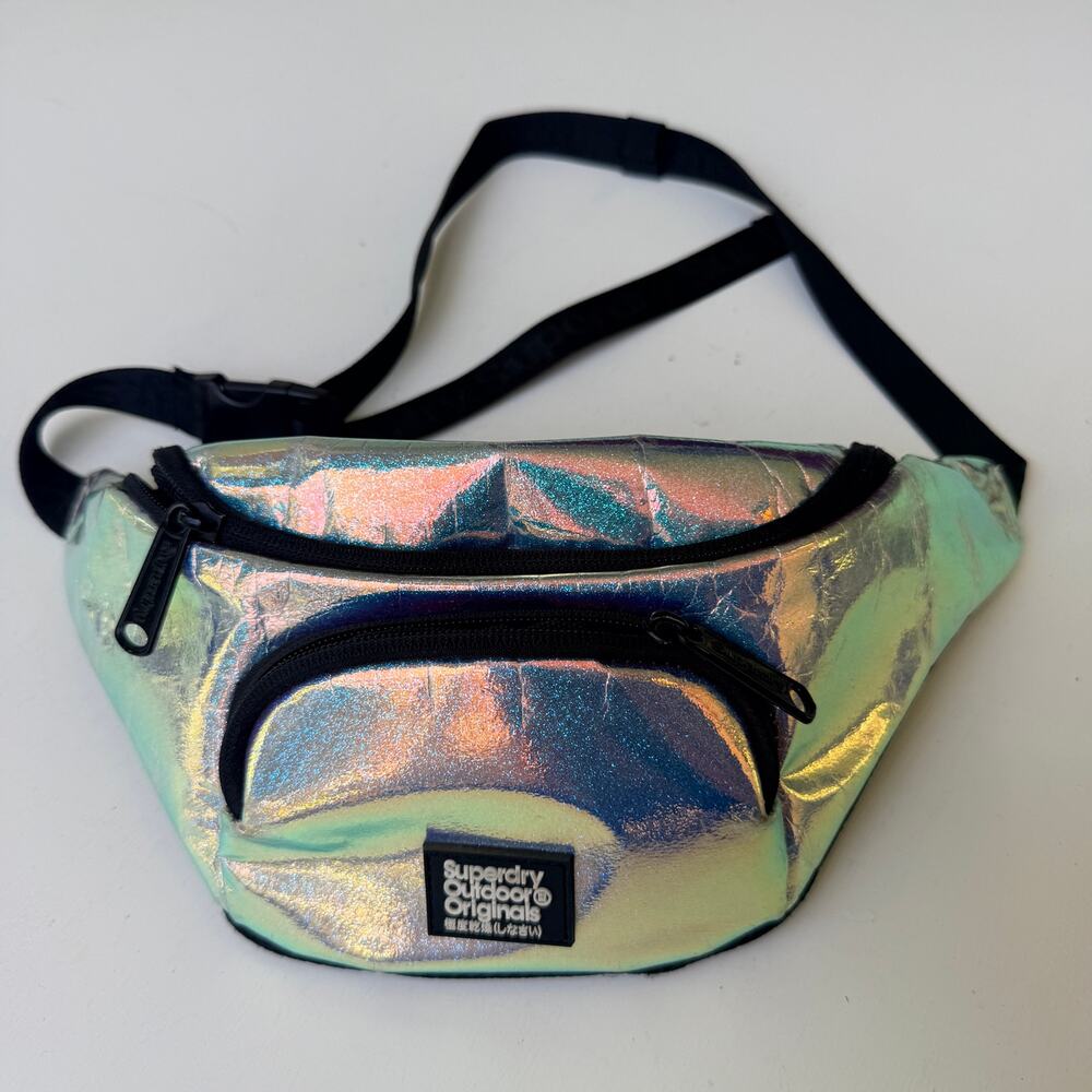 Superdry Holographic Fanny Pack Iridescent Rave Festival Waist Bag Pack